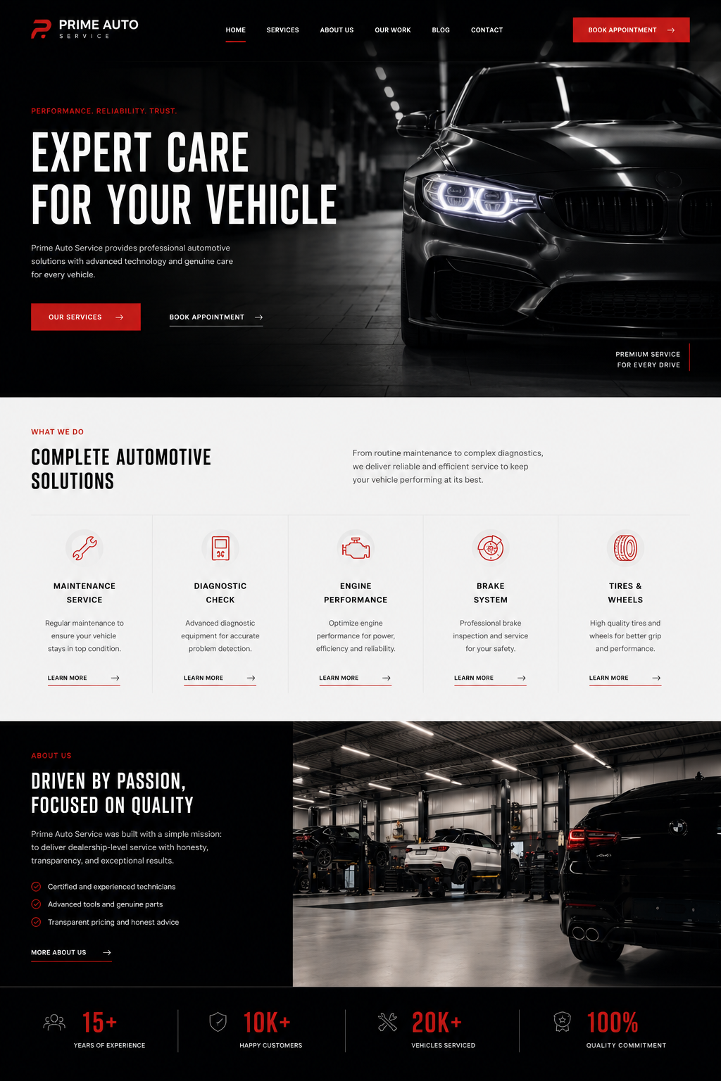 Prime Auto Service Website Mockup